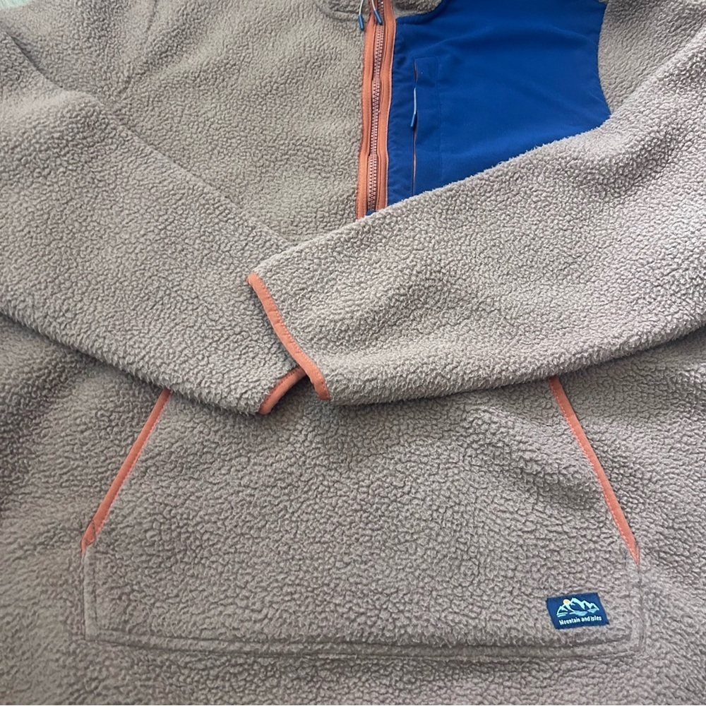 Mountain & Isles Half Zip Heavy Fleece Hooded Jacket Spice Southwest Baja Med - Picture 3 of 13